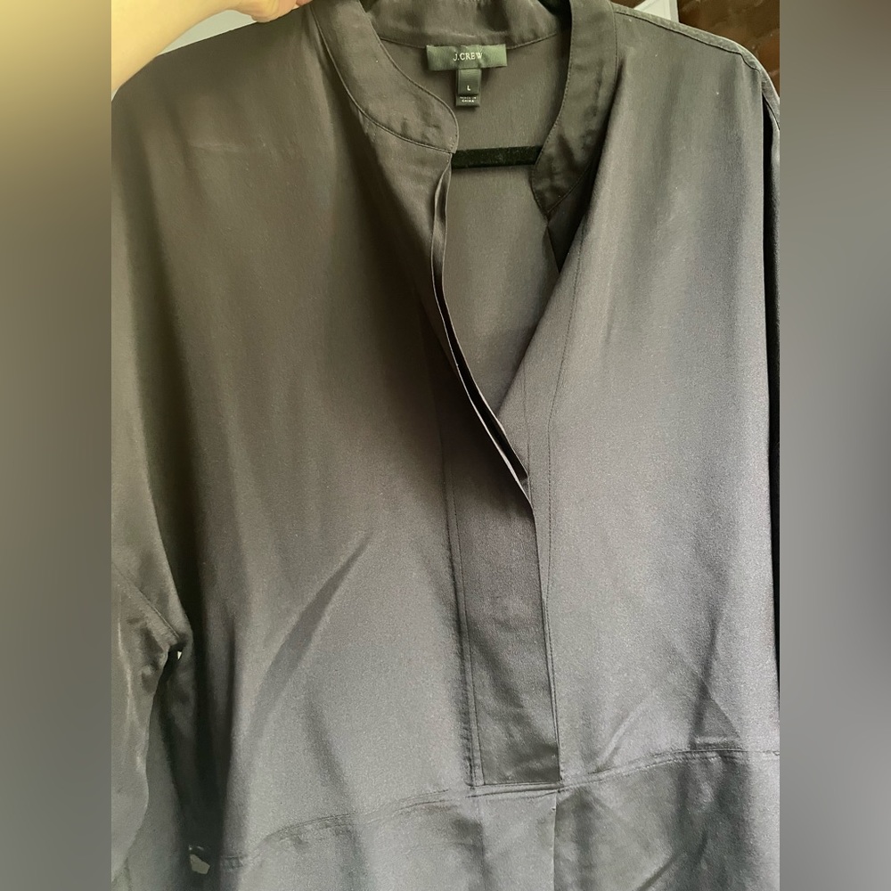 100% Silk J. Crew Black Tunic Top